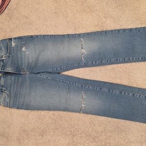 Good American Blue Distressed Straight Leg Jeans